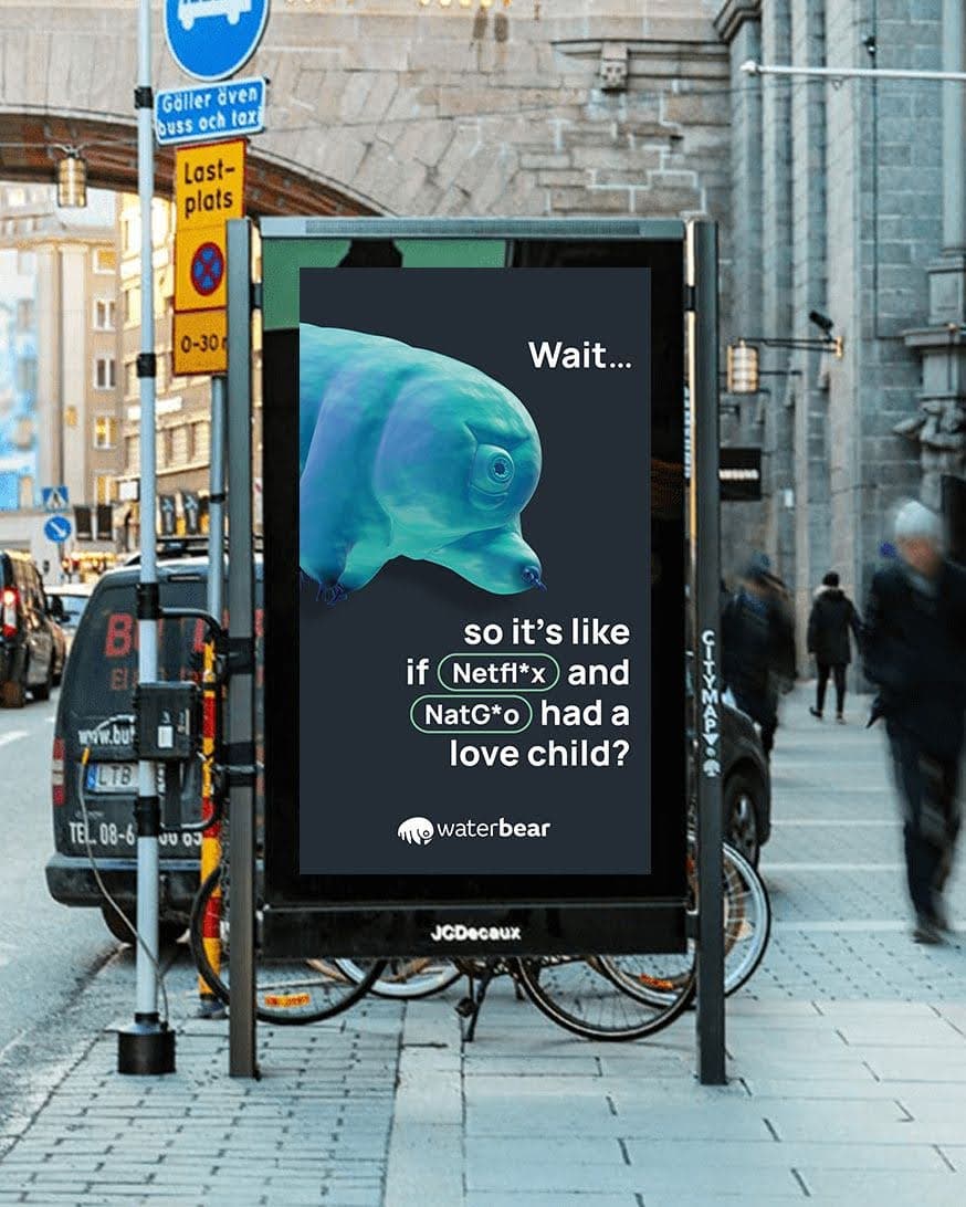 WaterBear billboard in the street